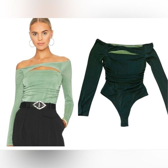 Not ours to keep Marilla Elegant Green Long Sleeve Bodysuit small - Picture 1 of 10